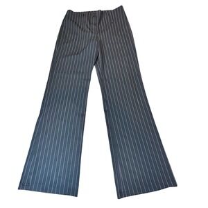 Girls Youth Size 14 Black with pink Pinstripe Wide Leg Career Pants Y2K Style